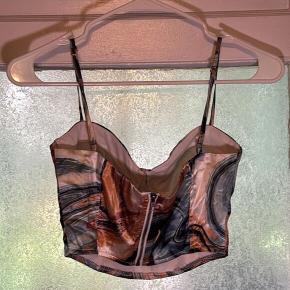 Kendall & Kylie Women’s Multicolor Watercolor Bustier Cropped Tank Top Size XS - Picture 4 of 6